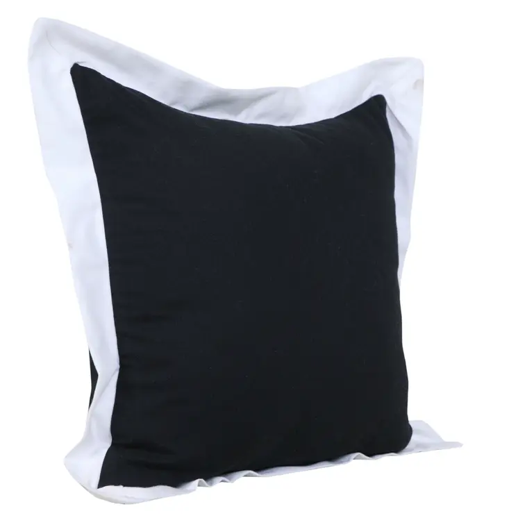 20" Black And White Cotton Geometric Throw Pillow