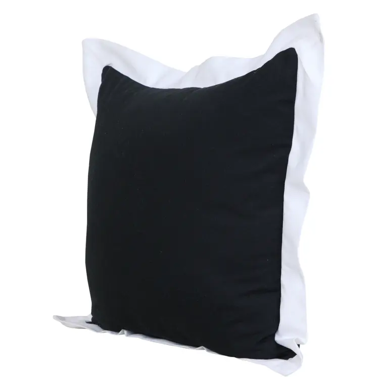 20" Black And White Cotton Geometric Throw Pillow