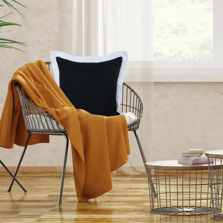 20" Black And White Cotton Geometric Throw Pillow