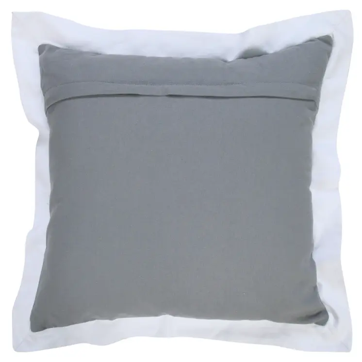20" X 20" Gray And White 100% Cotton Geometric Zippered Pillow