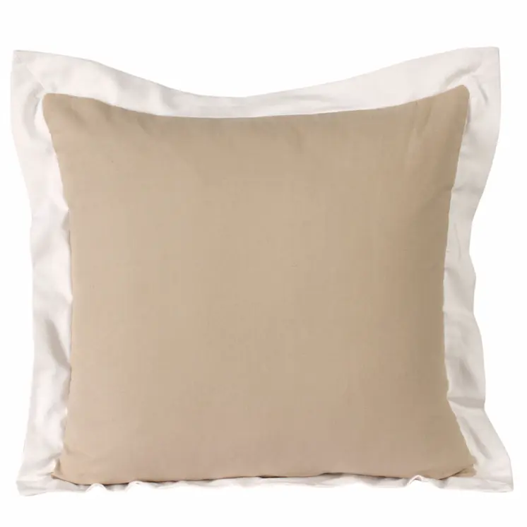 20" X 20" Beige And White 100% Cotton Geometric Zippered Pillow