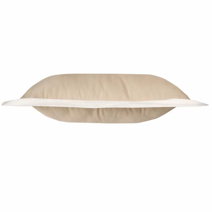 20" X 20" Beige And White 100% Cotton Geometric Zippered Pillow