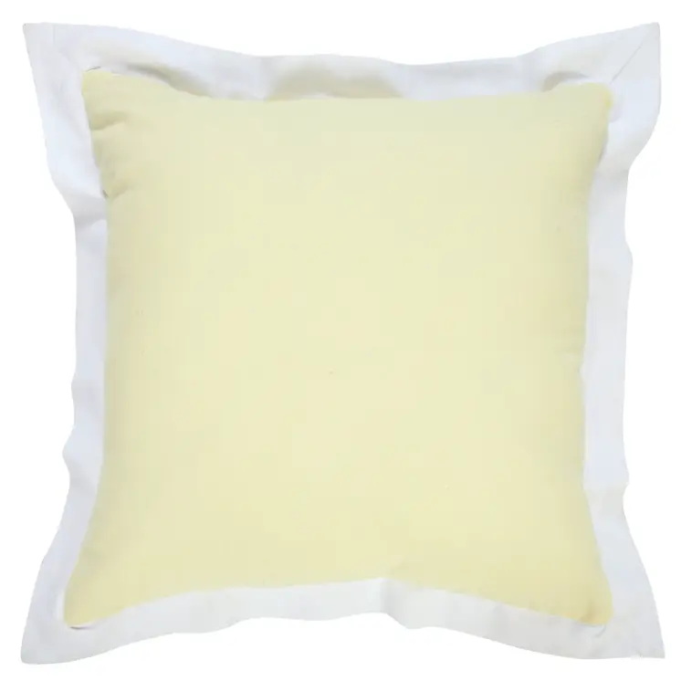 20" X 20" Light Yellow And White 100% Cotton Geometric Zippered Pillow