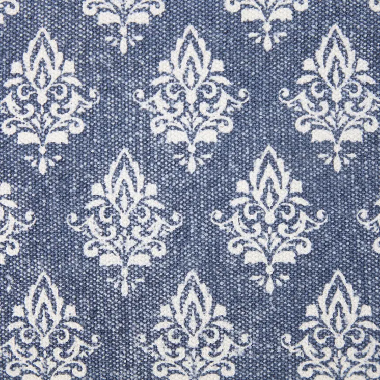 20" Indigo And White Cotton Motif Throw Pillow