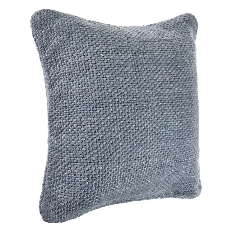 20" X 20" Frost Blue 100% Cotton Zippered Pillow
