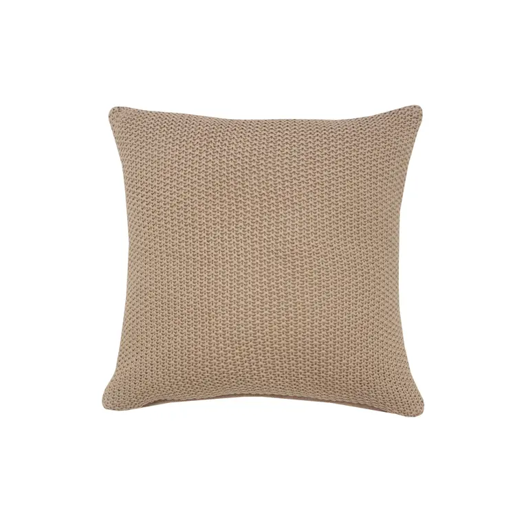 20" X 20" Taupe And Brown 100% Cotton Zippered Pillow