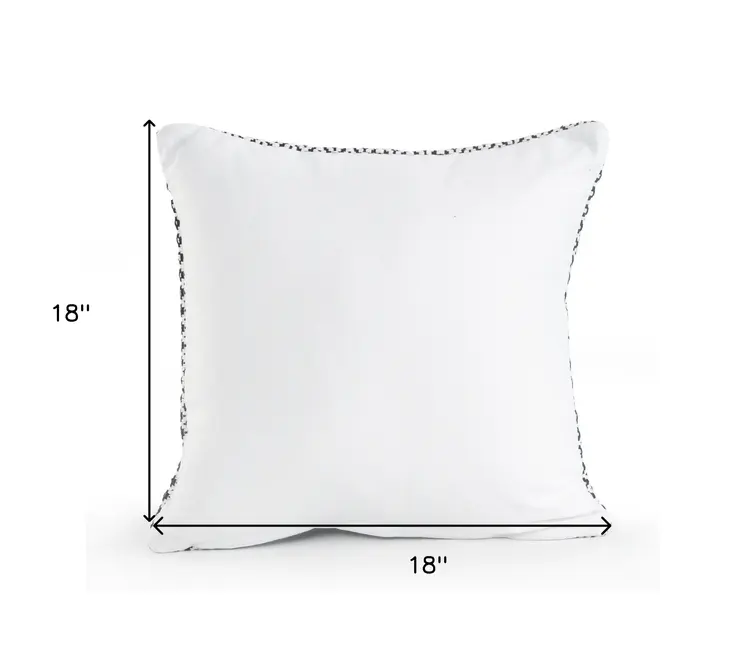 18" X 18" Black And White 100% Cotton Geometric Zippered Pillow