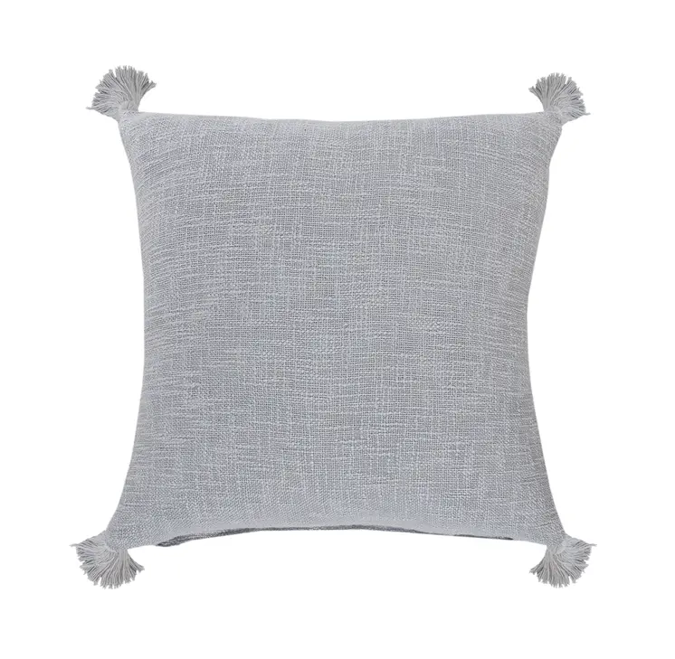 20" X 20" Light Gray 100% Cotton Zippered Pillow