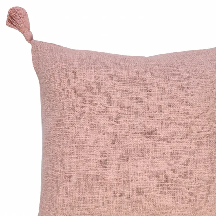 20" Light Pink Cotton Throw Pillow with Tassels