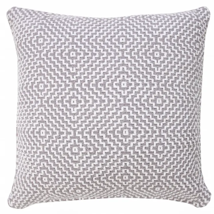 20" Gray And White Cotton Diamond Throw Pillow