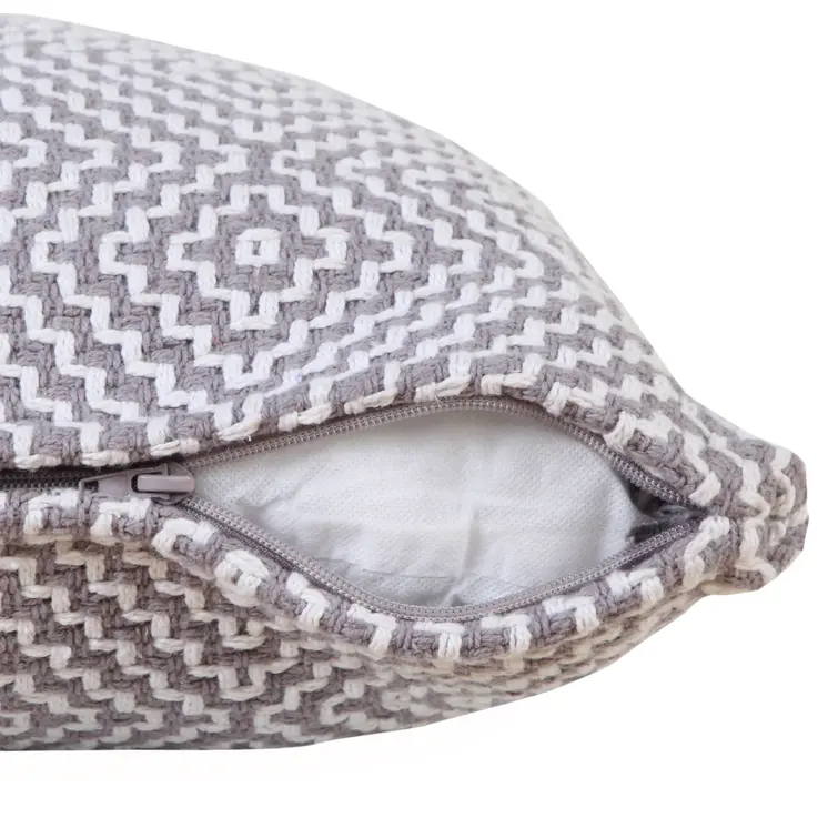20" Gray And White Cotton Diamond Throw Pillow
