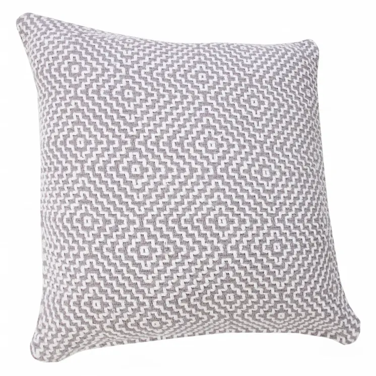 20" Gray And White Cotton Diamond Throw Pillow