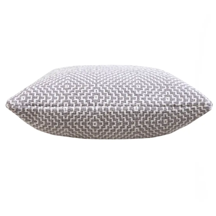 20" Gray And White Cotton Diamond Throw Pillow
