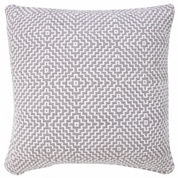 20" Gray And White Cotton Diamond Throw Pillow