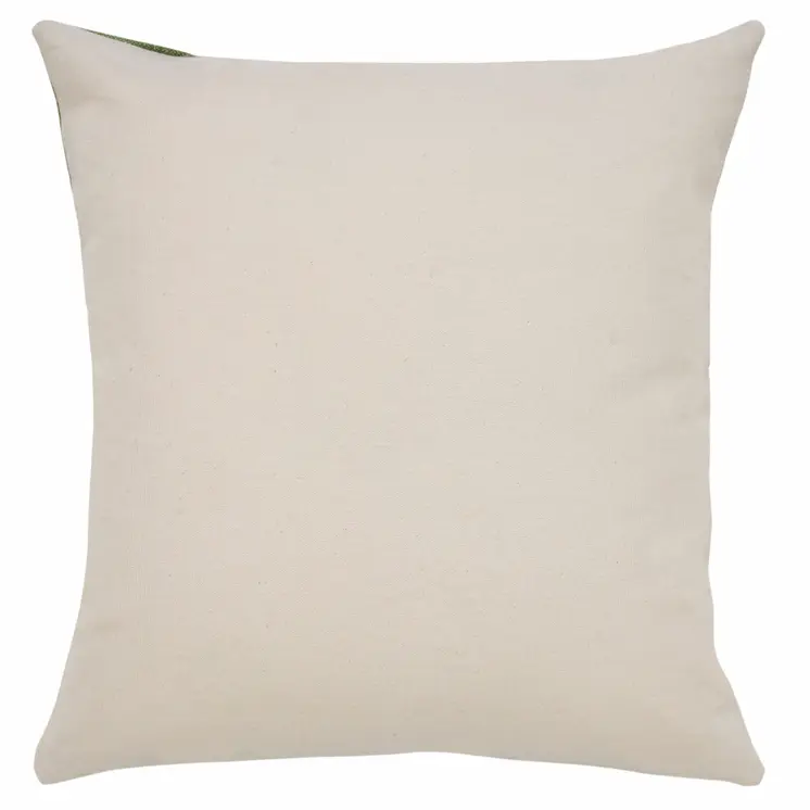 20" X 20" Green And White 100% Cotton Striped Zippered Pillow