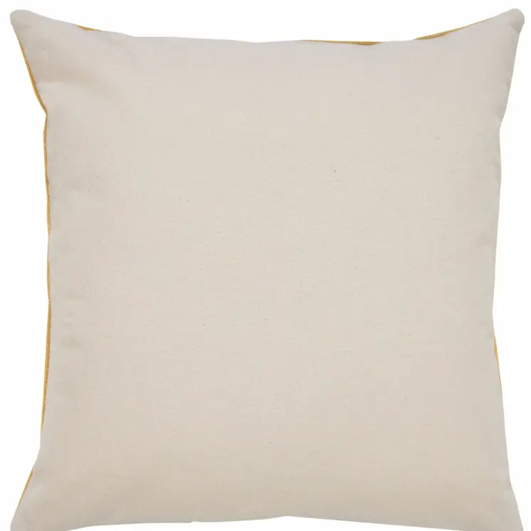 20" X 20" Yellow And White 100% Cotton Striped Zippered Pillow