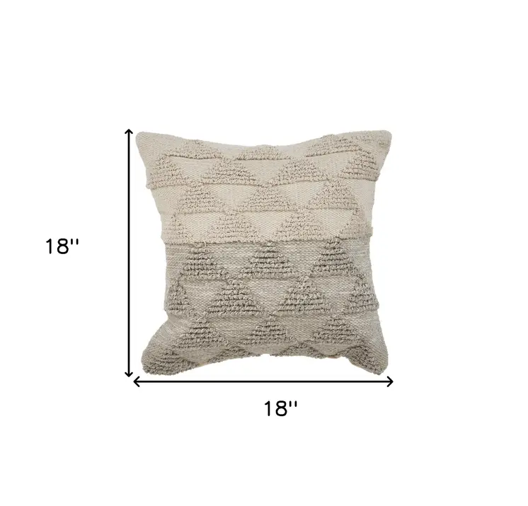18" Gray and Beige Throw Pillow