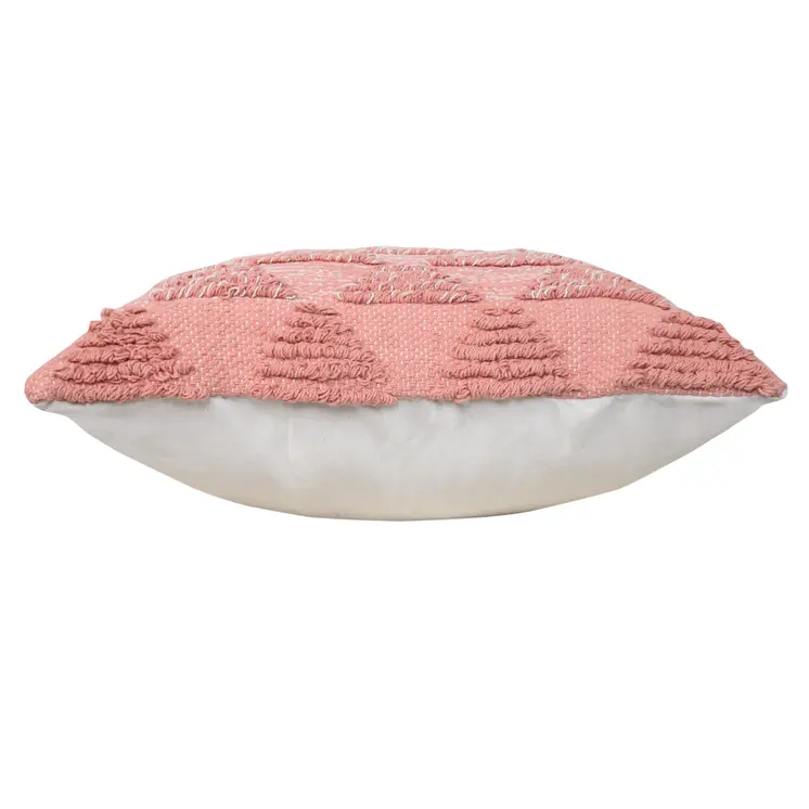 20" X 20" Pink And Off-White 100% Cotton Geometric Zippered Pillow