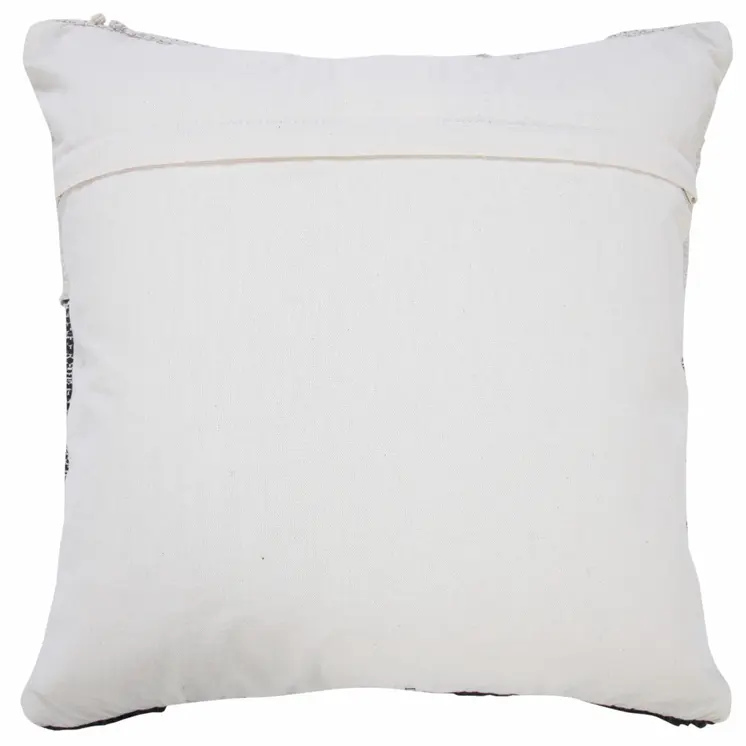 20" X 20" Black And Off-White 100% Cotton Geometric Zippered Pillow
