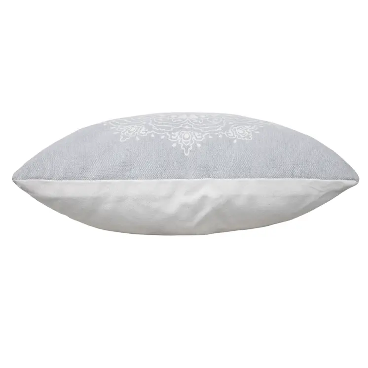 20" X 20" Pale Gray And White 100% Cotton Geometric Zippered Pillow