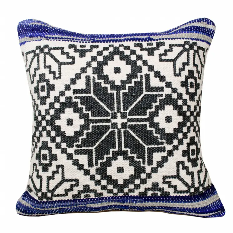 20" Blue and White Throw Pillow