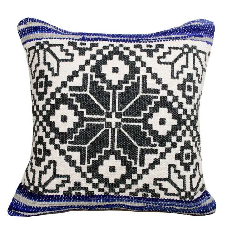 20" Blue and White Throw Pillow