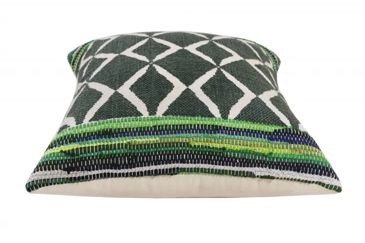 20" Blue and Green Throw Pillow