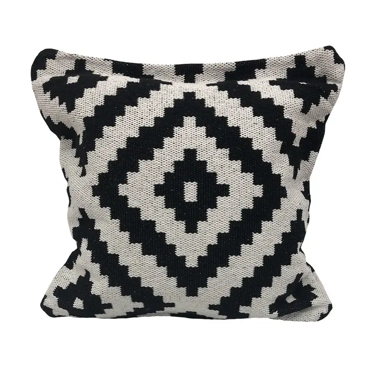 24" Black and White Throw Pillow