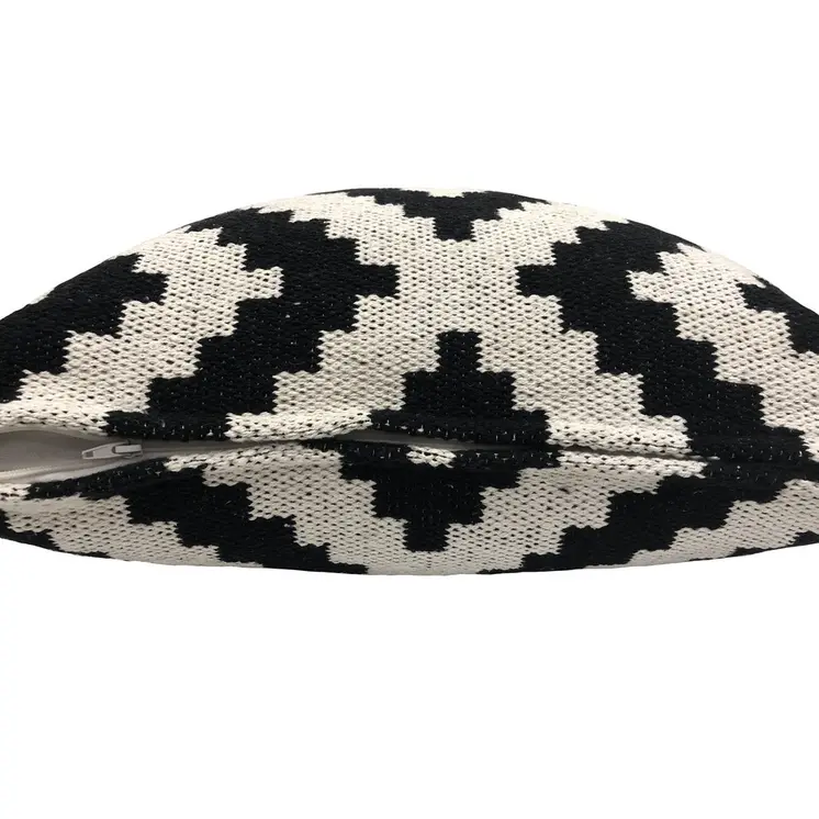 24" Black and White Throw Pillow