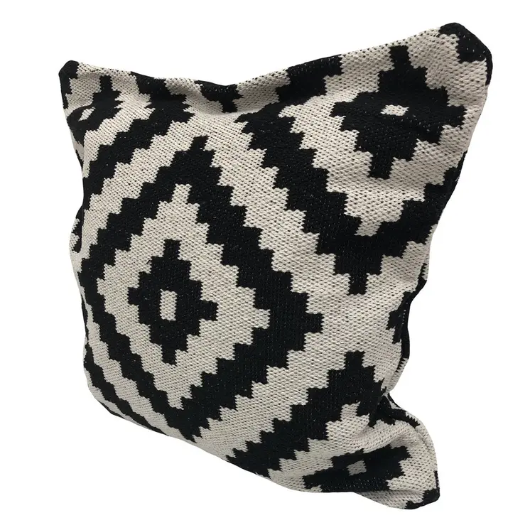 24" Black and White Throw Pillow
