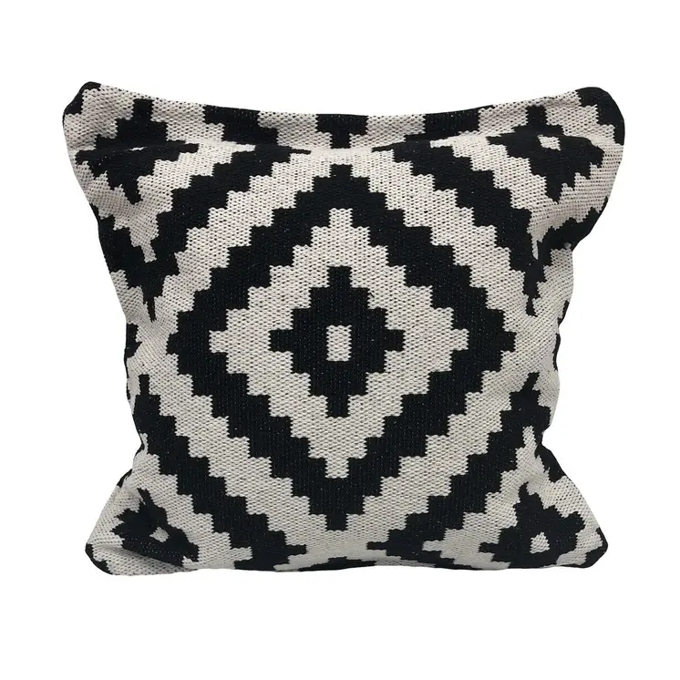 24" Black and White Throw Pillow
