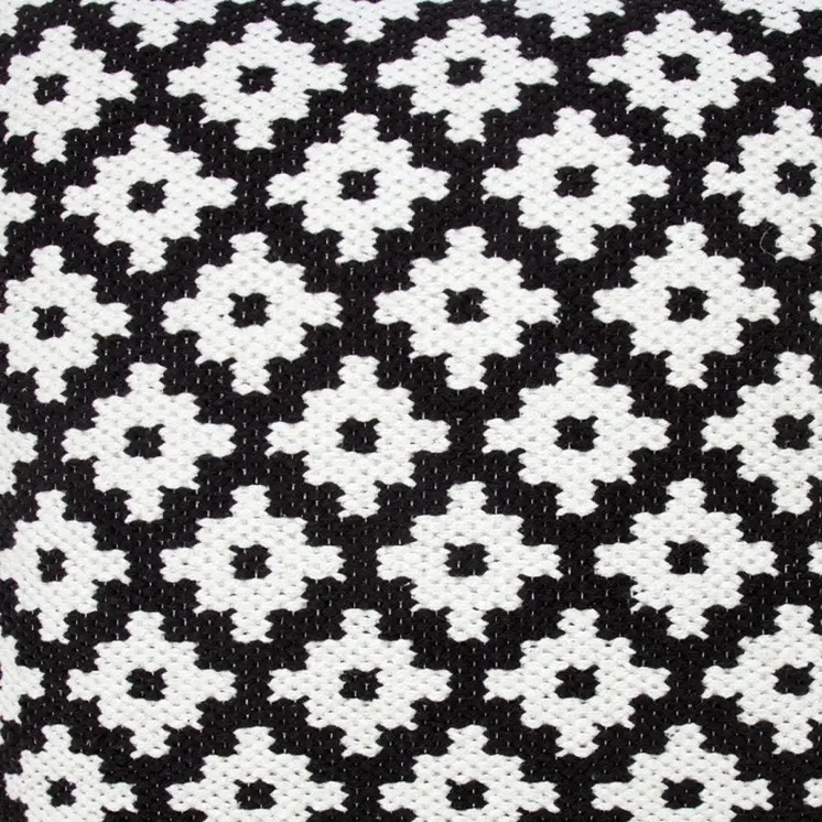 20" Black And White Cotton Geometric Throw Pillow