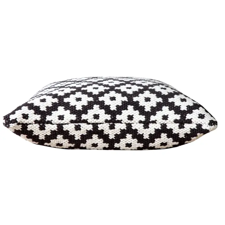 20" Black And White Cotton Geometric Throw Pillow