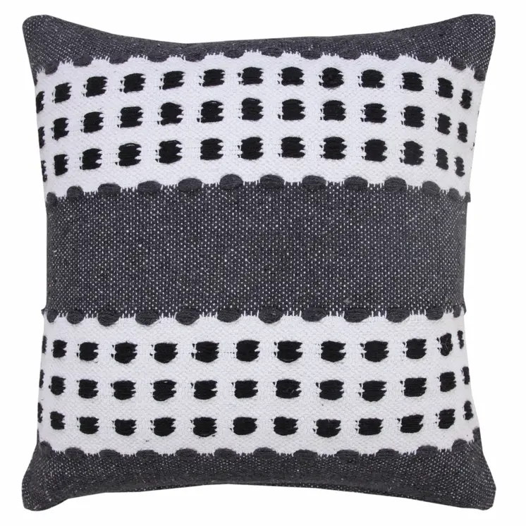20" Black Gray and White Throw Pillow