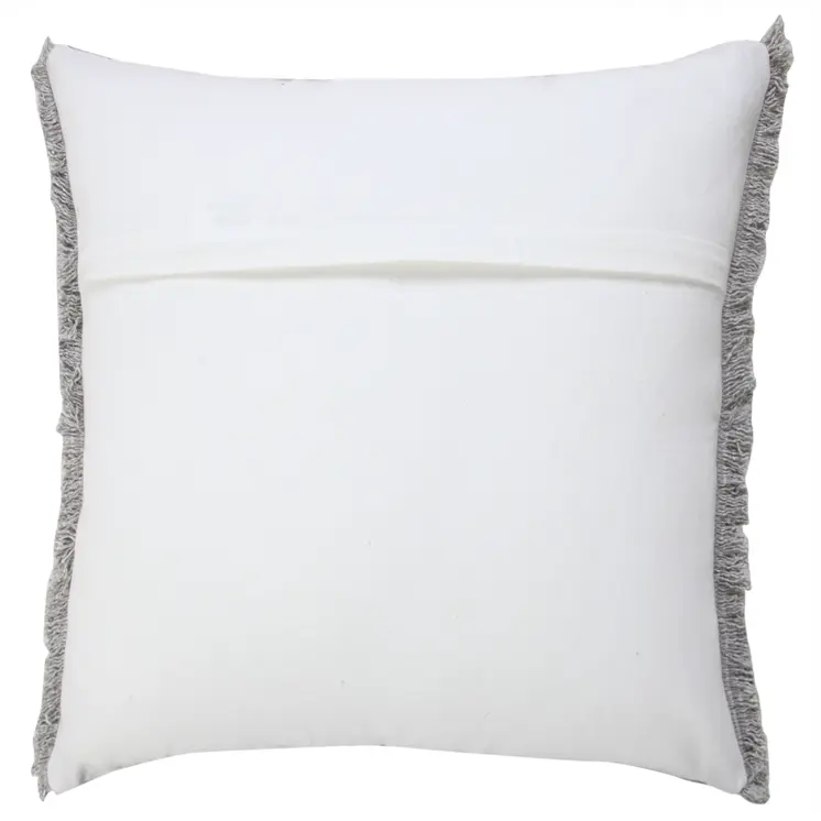 20" Gray Cotton Throw Pillow with Fringe