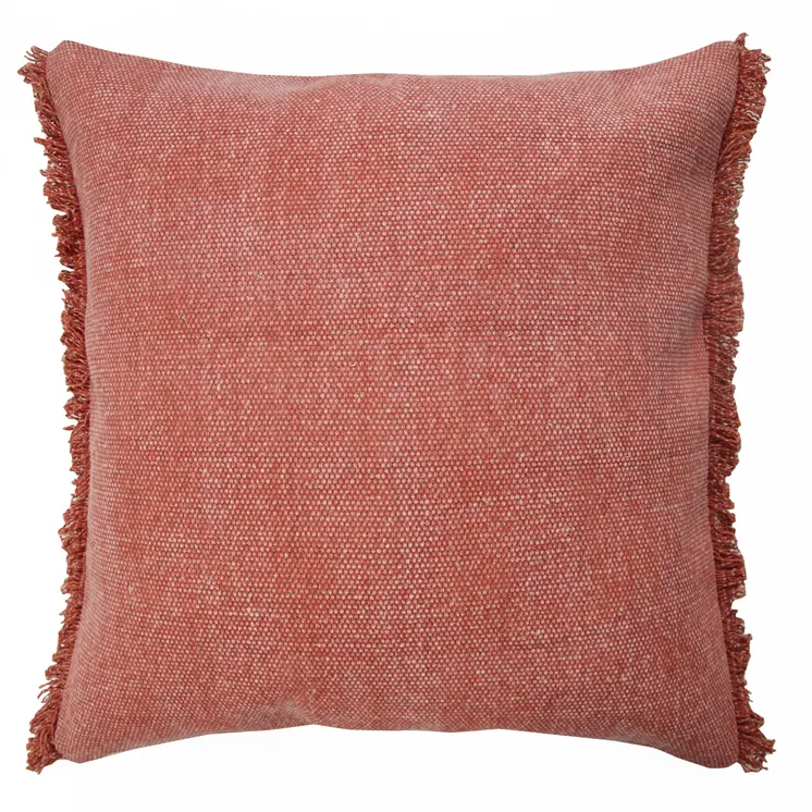 20" Dusty Rose Cotton Throw Pillow with Fringe