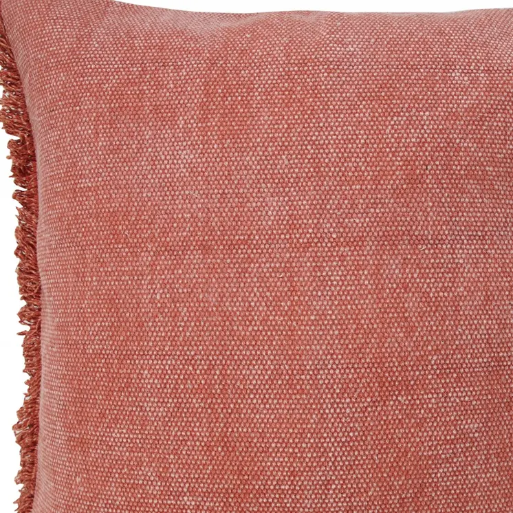 20" Dusty Rose Cotton Throw Pillow with Fringe