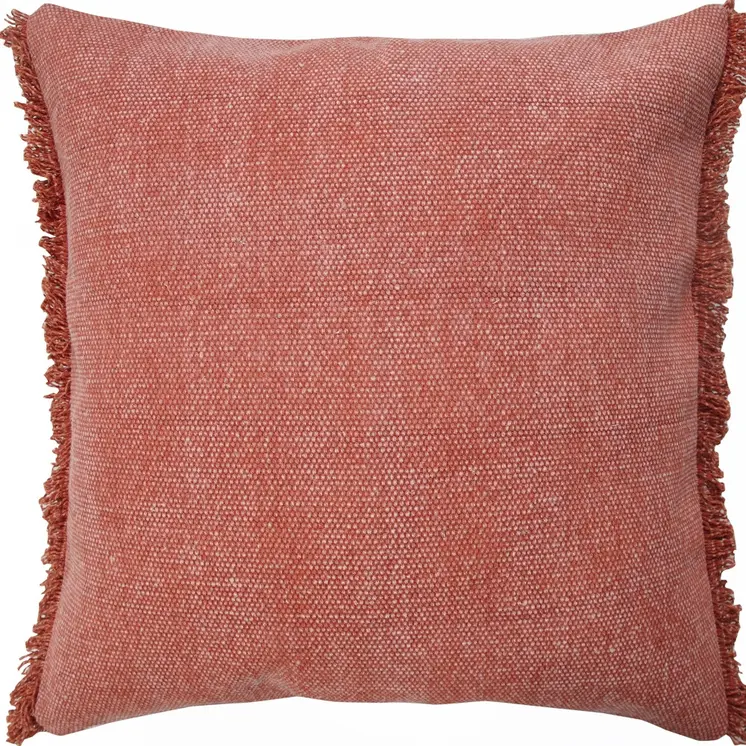 20" Dusty Rose Cotton Throw Pillow with Fringe