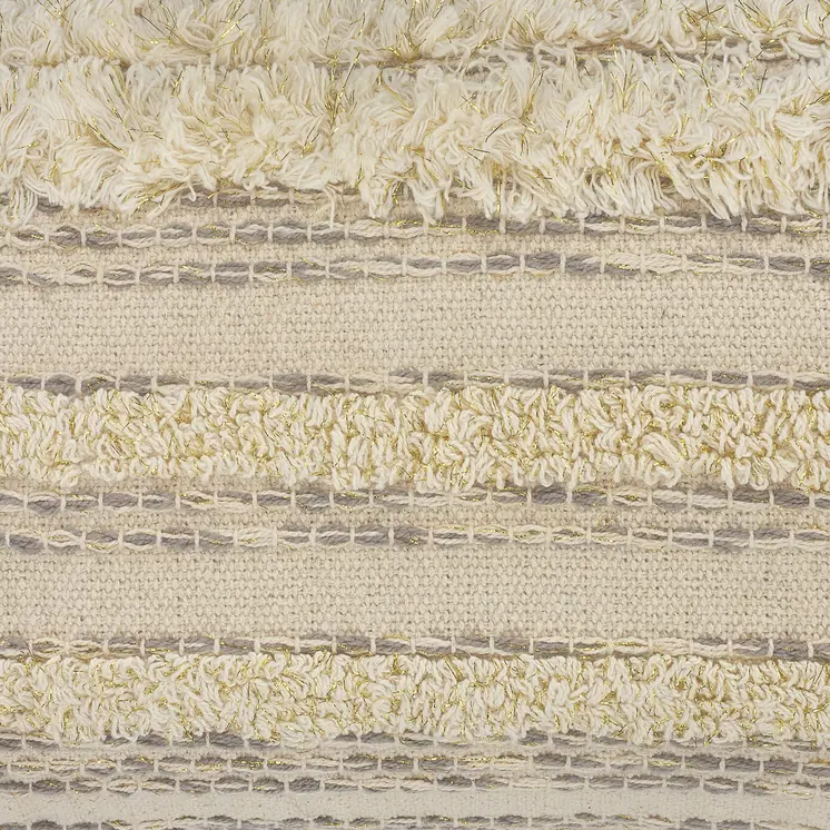 20" Cream Gray And Tan Cotton Striped Throw Pillow