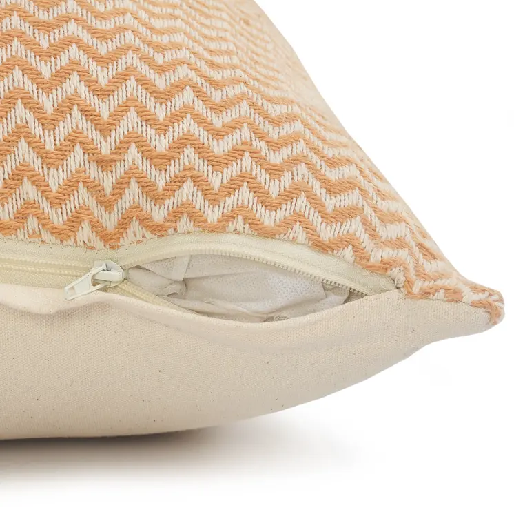 18" Orange and Off White Throw Pillow