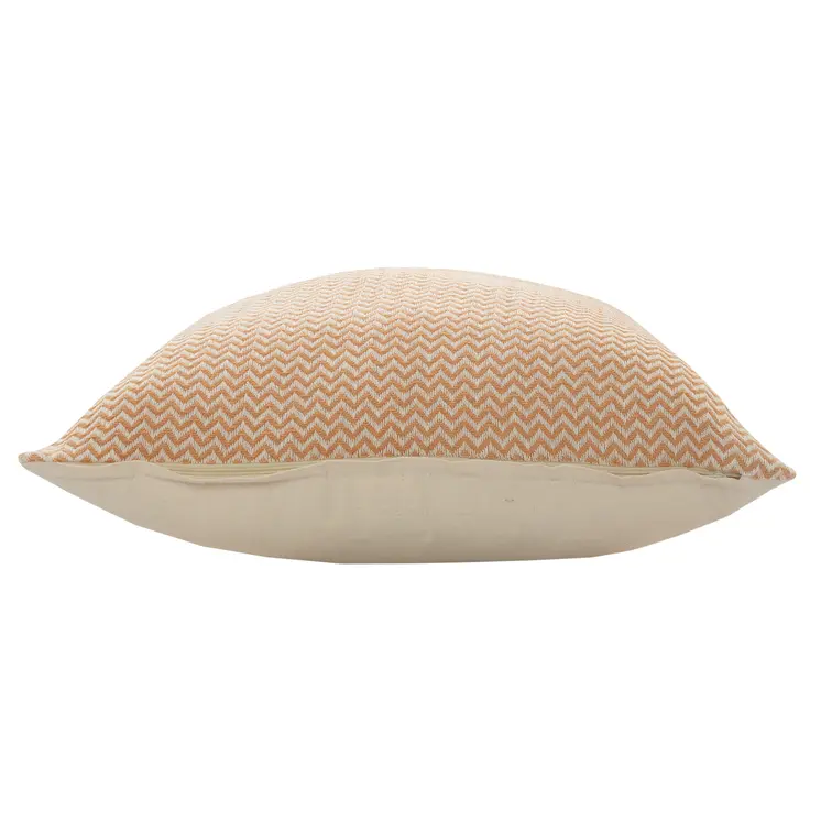 18" Orange and Off White Throw Pillow