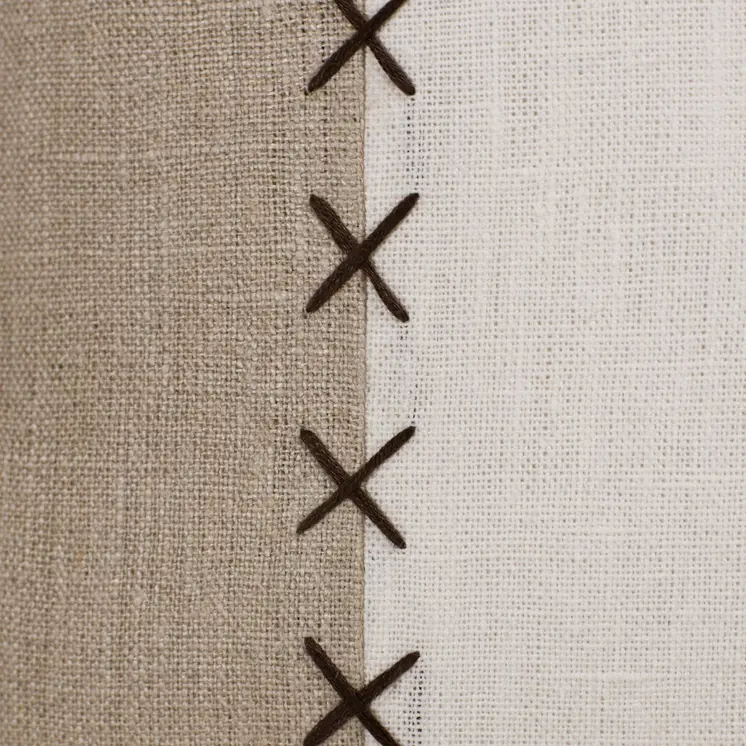 20" X 20" Gray And Tan Linen Patchwork Zippered Pillow
