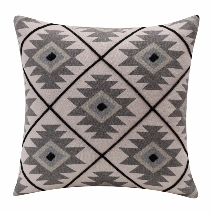20" Gray and Black Throw Pillow