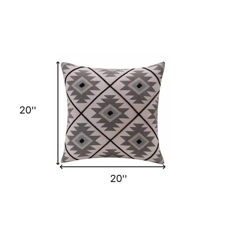 20" Gray and Black Throw Pillow