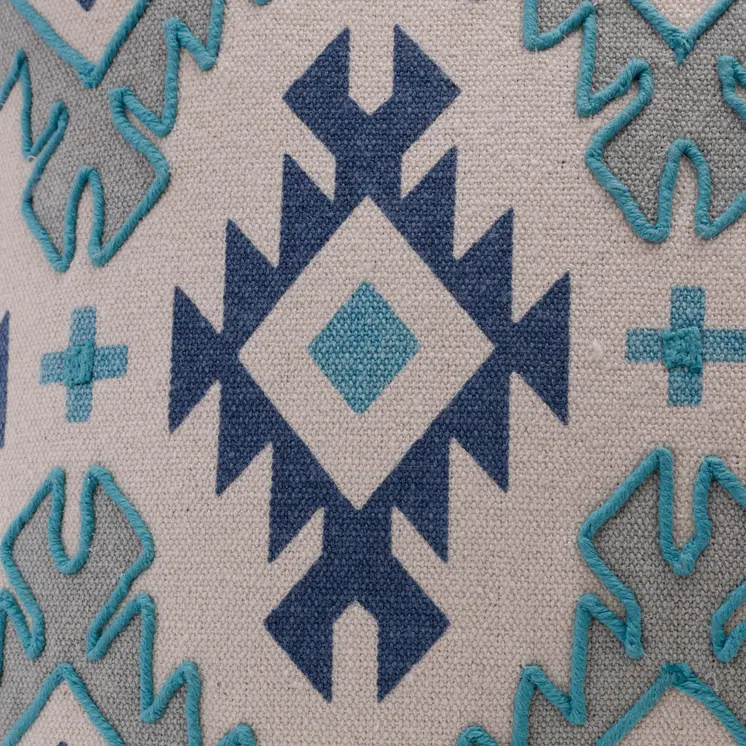 20" X 20" Navy And Light Gray 100% Cotton Geometric Zippered Pillow
