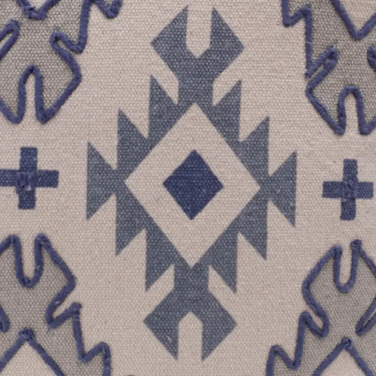 20" X 20" Blue And Gray 100% Cotton Geometric Zippered Pillow