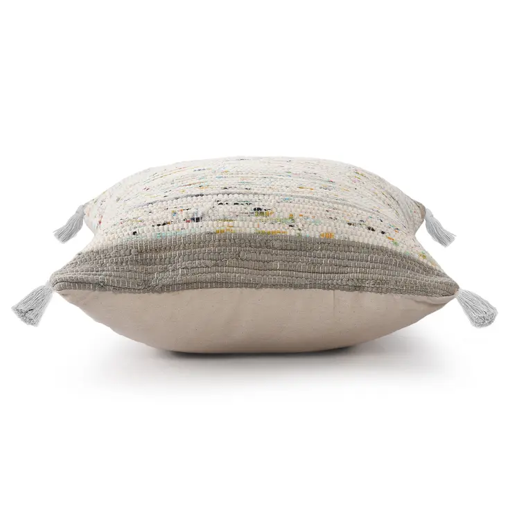 20" X 20" Gray And Off-White 100% Cotton Abstract Zippered Pillow