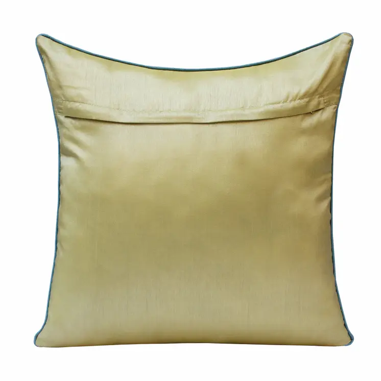 20" X 20" Green And Blue Polyester Floral Zippered Pillow