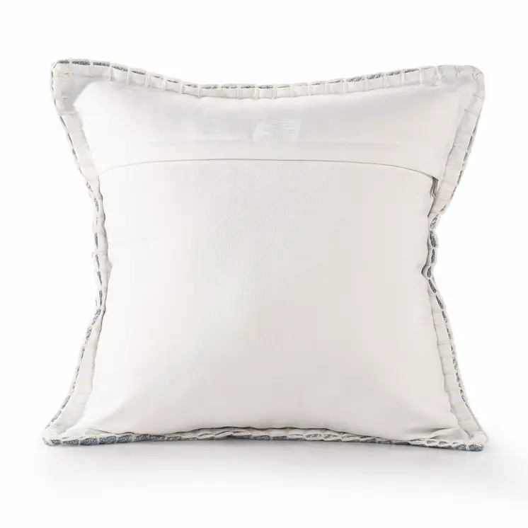 20" X 20" Light Blue And Ivory Polyester Plaid Zippered Pillow