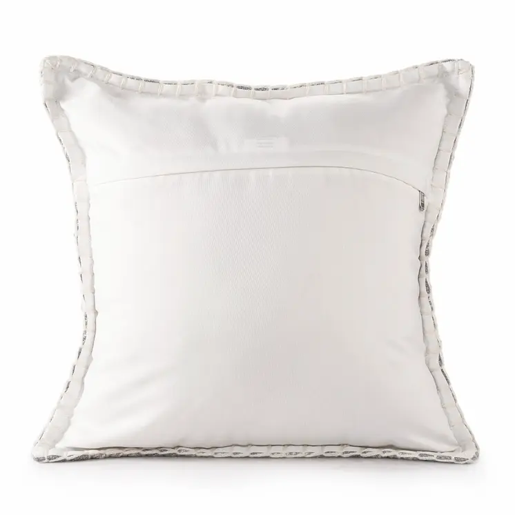 20" X 20" Light Gray And Ivory Polyester Plaid Zippered Pillow